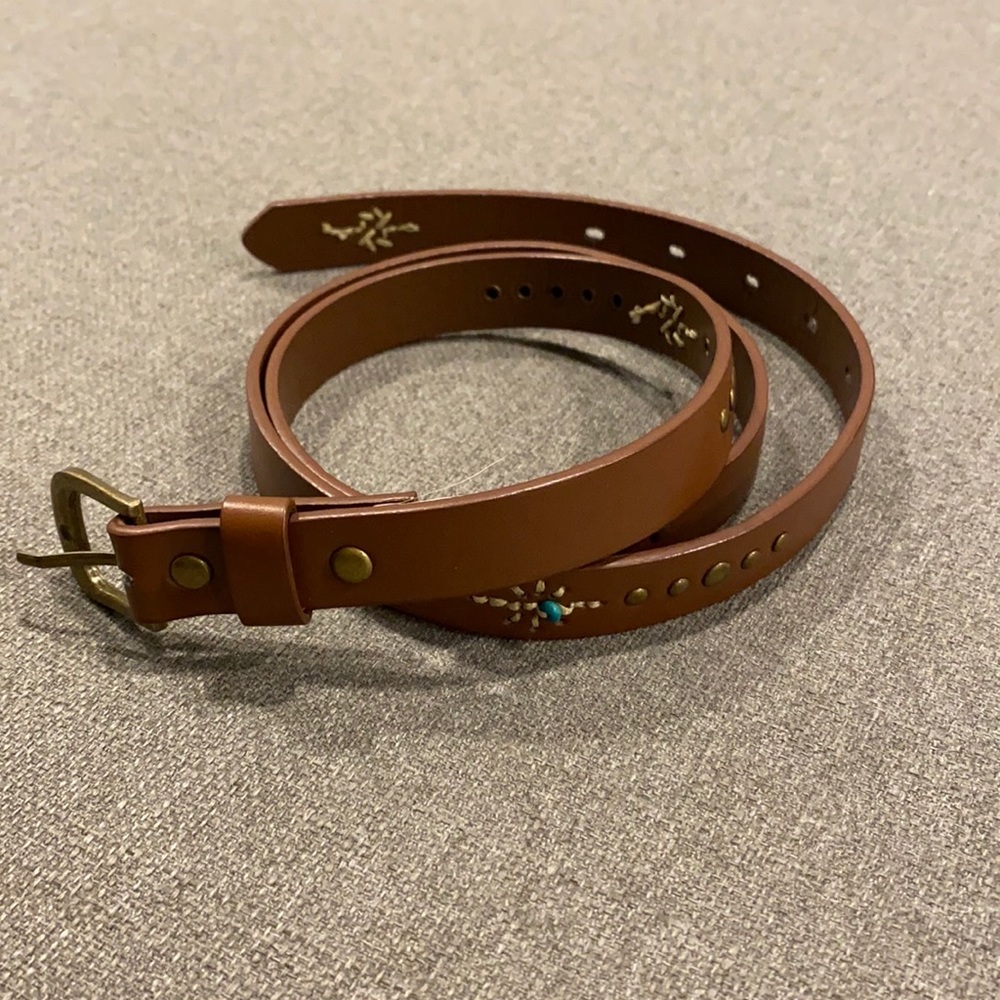 Brass turquoise beaded belt